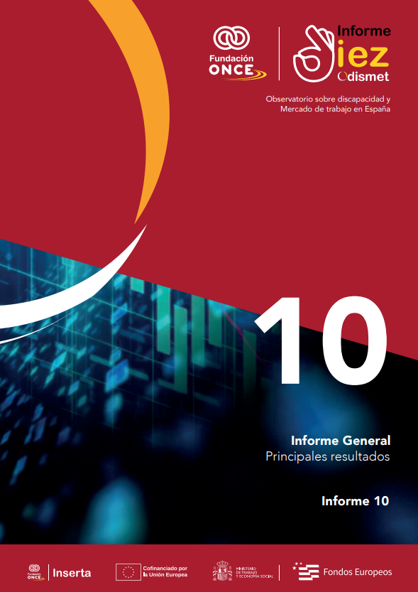'La situaci&oacute;n de las personas con discapacidad en el mercado laboral. Informe general. Principales resultados' dokumentuaren azalaren erreprodukzio osoa