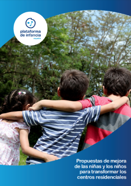 Reproducci&oacute;n total de la portada del documento 'Propuestas de mejoras de las ni&ntilde;as y los ni&ntilde;os para transformar los centros residenciales (Plataforma de Infancia, 2023)'