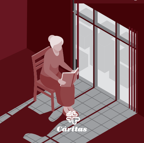 Imagen de portada del informe 'Prevenir y aliviar la soledad de las personas mayores. El papel &uacute;nico del voluntariado en los procesos de acompa&ntilde;amiento'. C&aacute;ritas Espa&ntilde;ola, 2021